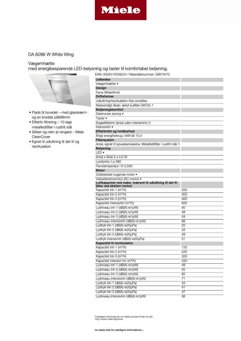Image de la première page du manuel de l'appareil DA 6096 W WING