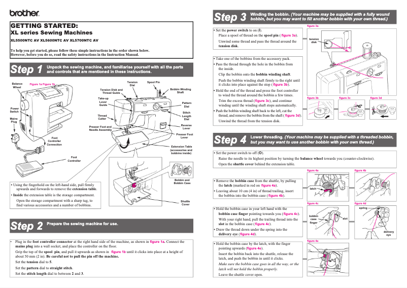 Page 1 de la notice Guide de démarrage rapide Brother XL-5700
