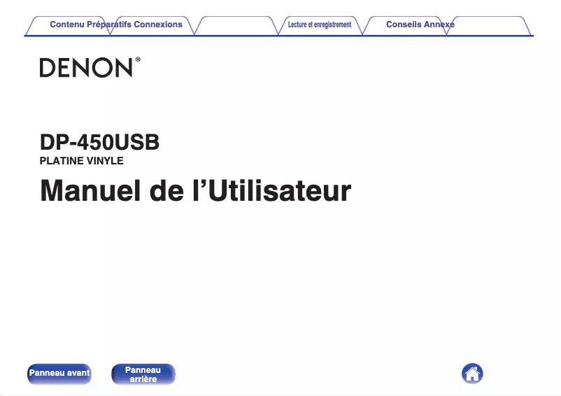 Page 1 de la notice Manuel utilisateur Denon DP-450USB