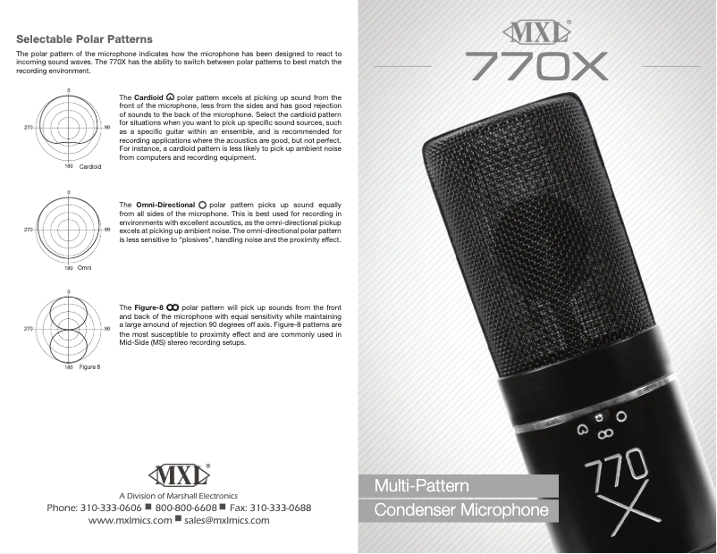 Page n°1 - Manuel utilisateur MXL 770X