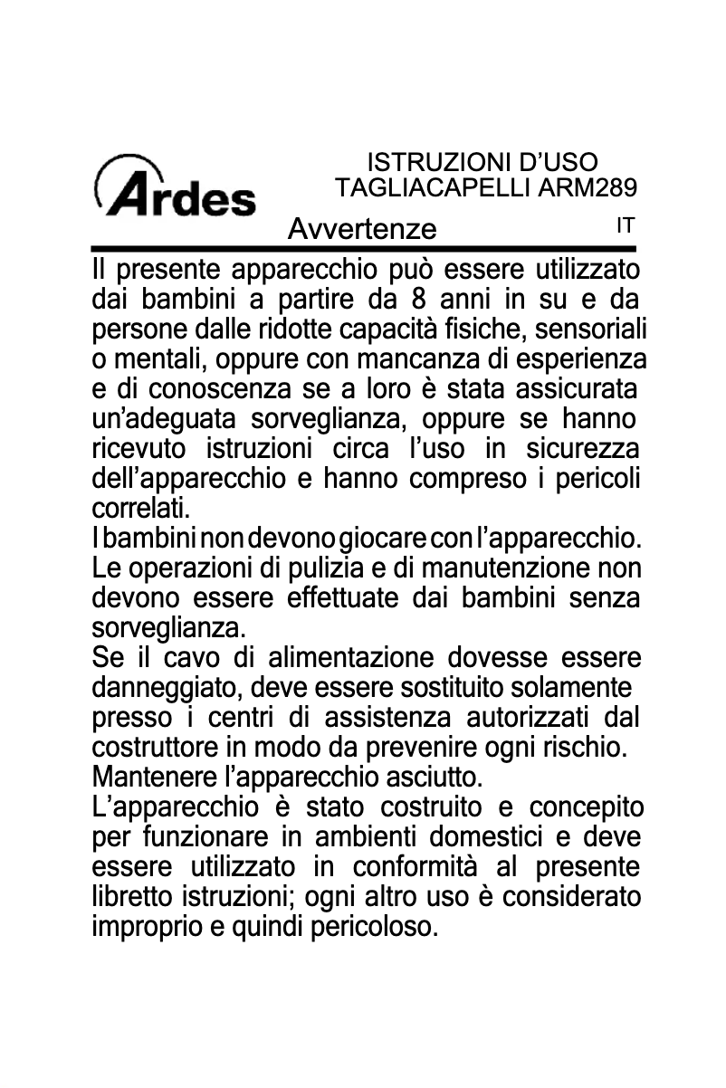 Página 1 del manual Manual de usuario Ardes ARM289