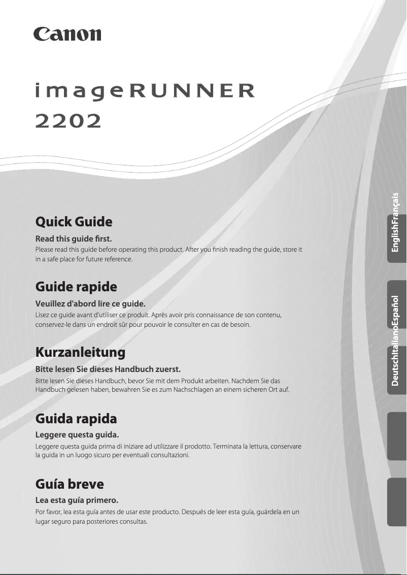 Imagen de la primera página del manual del dispositivo imageRUNNER 2202