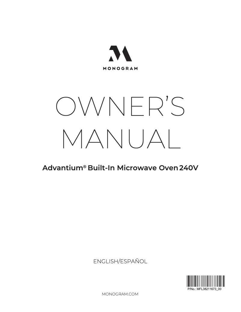 Page n°1 - Manuel d'utilisation et d'entretien Monogram ZSB9232NSS