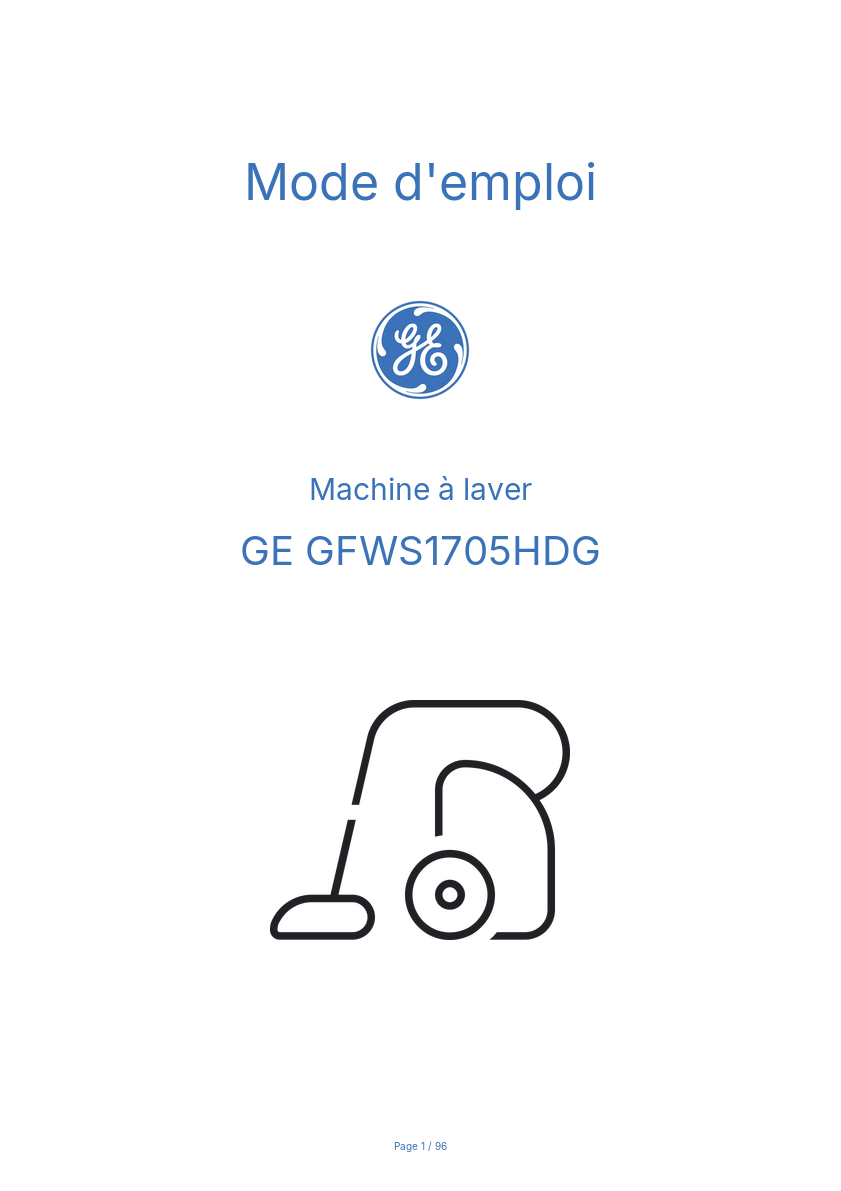 Page n°1 - Mode d'emploi GE GFWS1705HDG