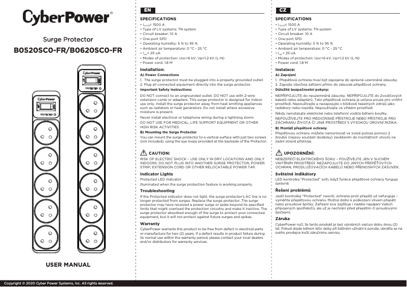 Page 1 de la notice Manuel utilisateur CyberPower B0520SC0-FR
