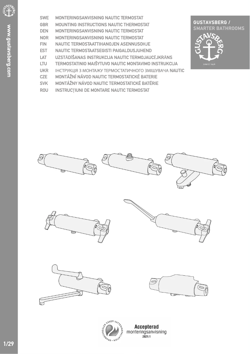 Page 1 de la notice Instructions / montage Gustavsberg Nautic