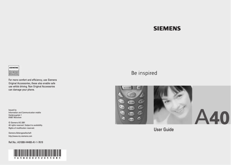 Page 1 de la notice Manuel utilisateur Siemens A40