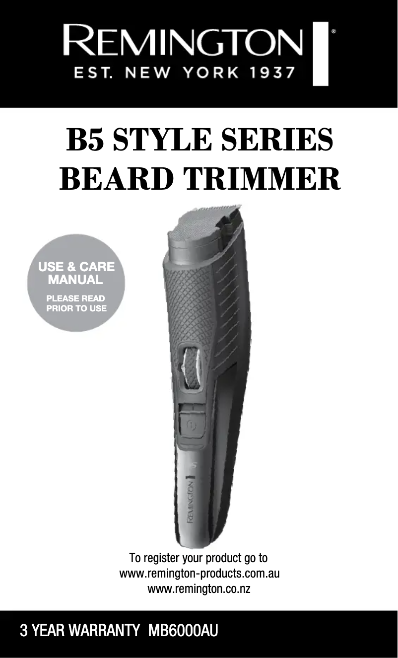 Page n°1 - Manuel utilisateur Remington B5 Style Series MB6000AU