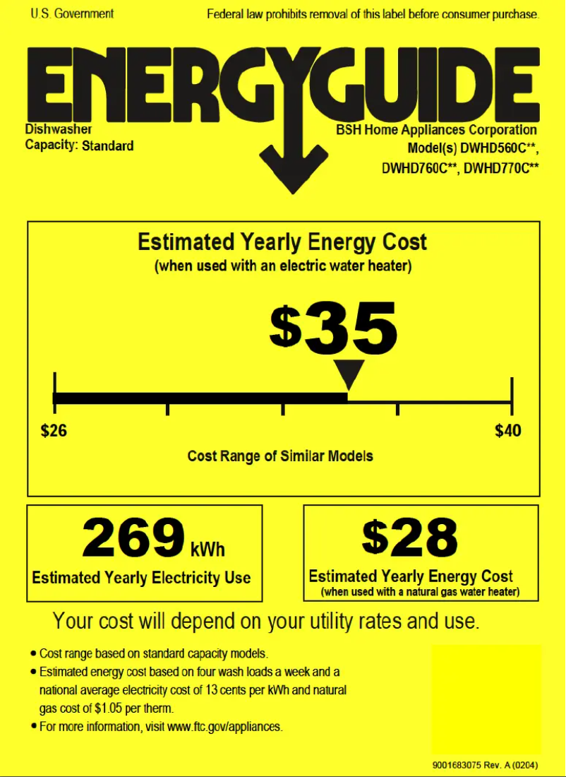 Page n°1 - Label énergétique Thermador DWHD560CFM
