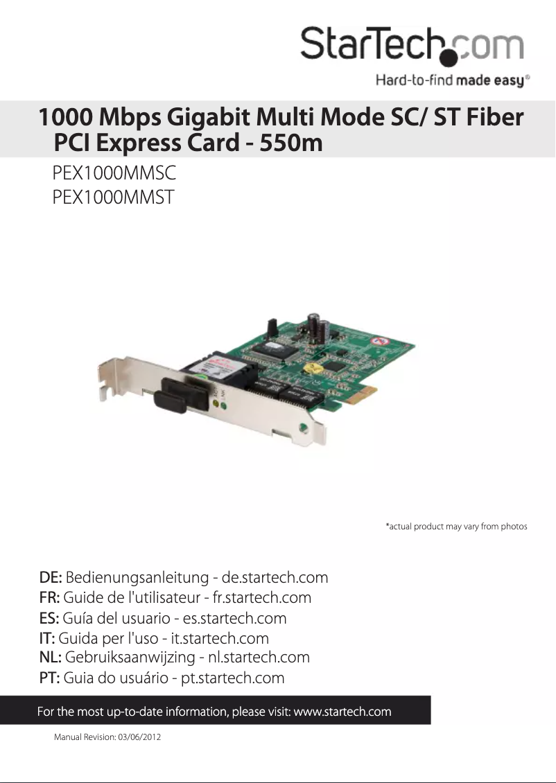 Page 1 de la notice Manuel utilisateur StarTech.com PEX1000MMSC