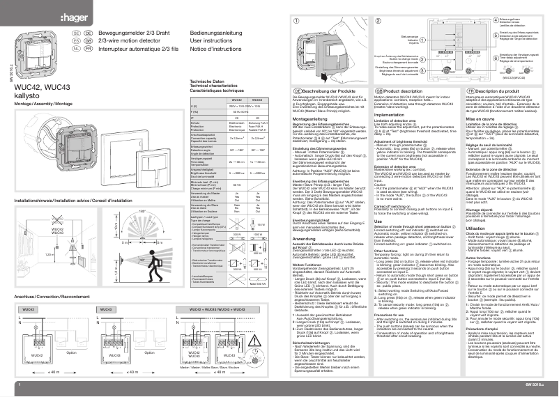 Page 1 de la notice Manuel utilisateur Hager WUC43