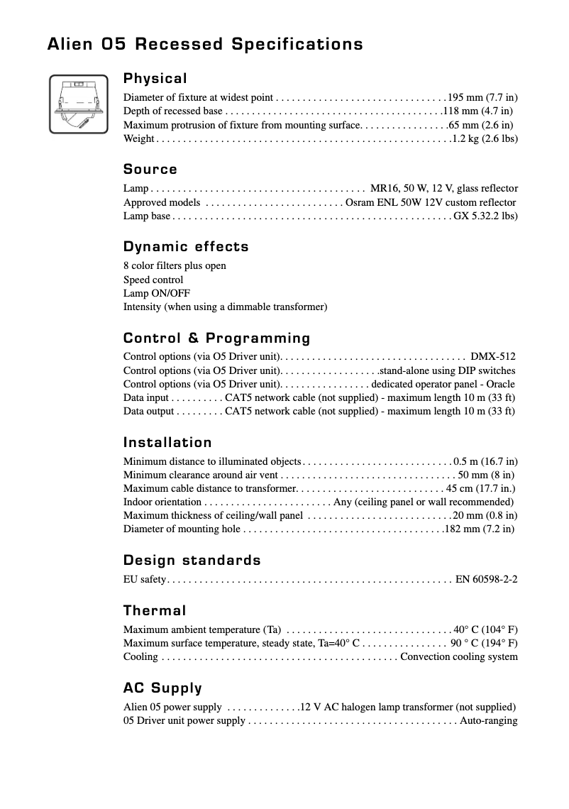 Page 1 de la notice Fiche technique Martin Alien 05