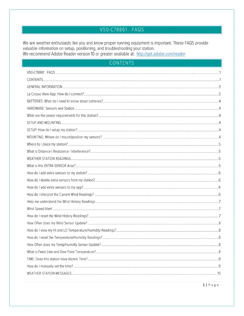 Page 1 de la notice FAQ La Crosse Technology C78861