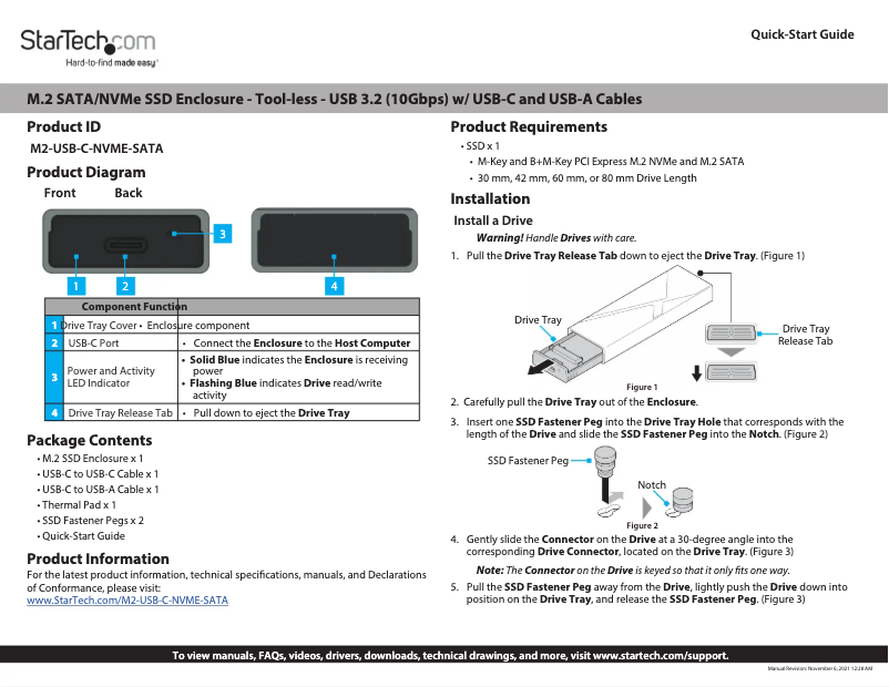 Page n°1 - Manuel utilisateur StarTech.com M2-USB-C-NVME-SATA