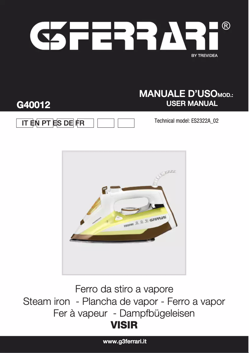 Page 1 de la notice Manuel utilisateur G3 Ferrari Visir G40012