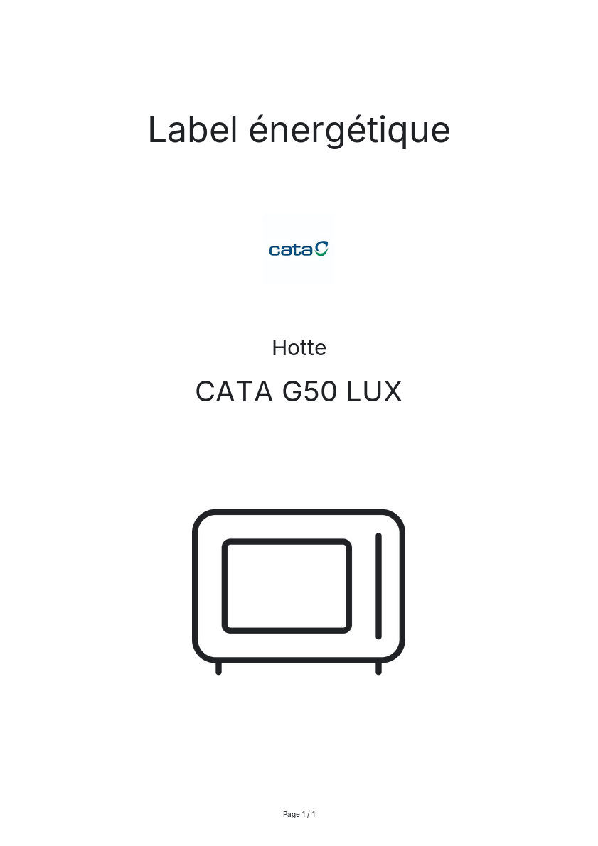 Page n°1 - Label énergétique CATA G50 LUX