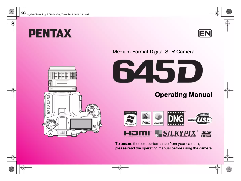 Page n°1 - Manuel utilisateur Pentax 645 D