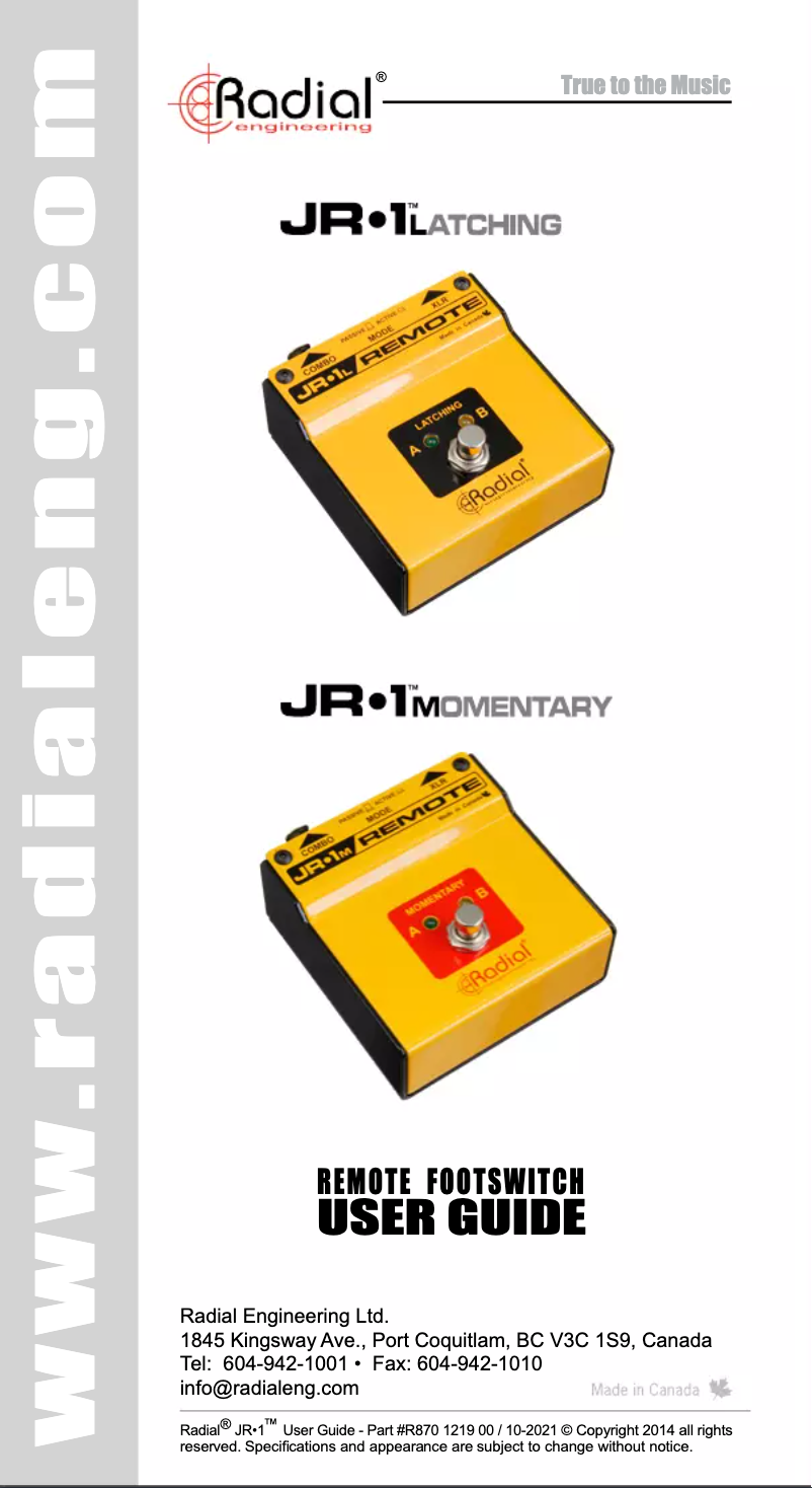 Imagen de la primera página del manual del dispositivo JR1M