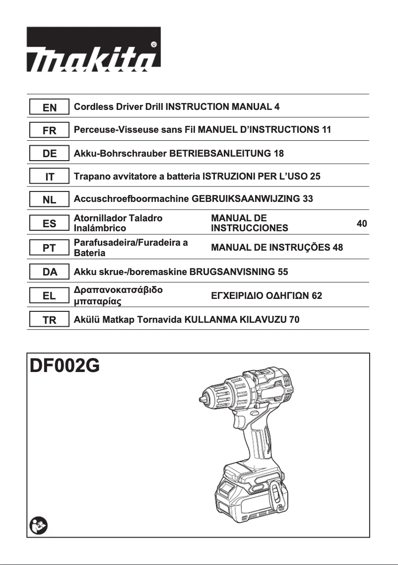 Página 1 del manual Manual de usuario Makita DF002G