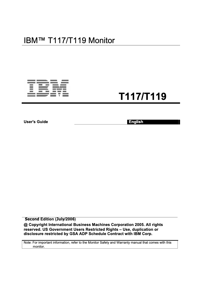 Page 1 de la notice Manuel utilisateur IBM T117