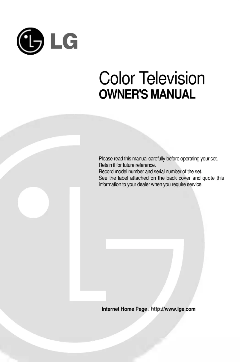 Image de la première page du manuel de l'appareil RP-29FE80F