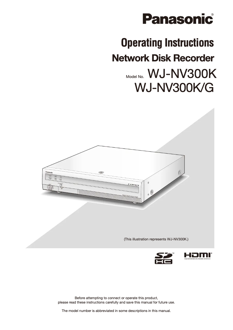 Image de la première page du manuel de l'appareil WJ-NV300K