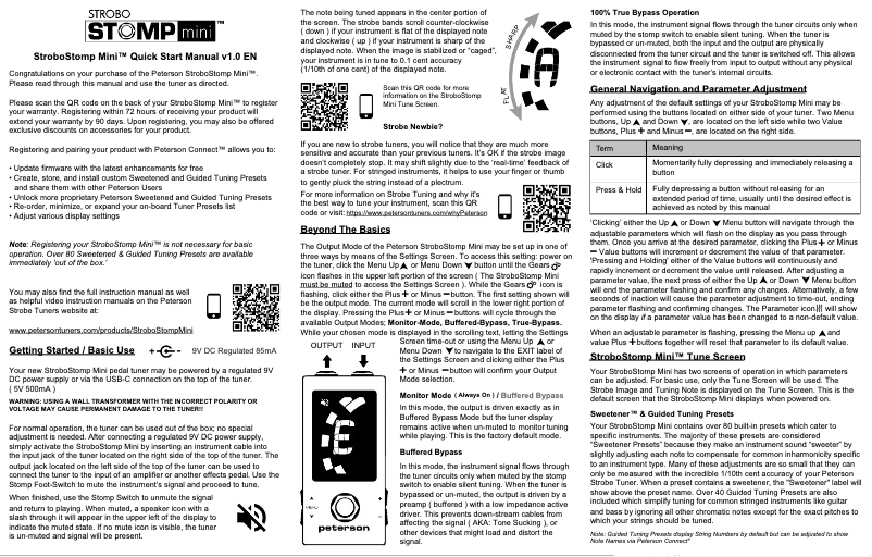 Image de la première page du manuel de l'appareil StroboStomp Mini