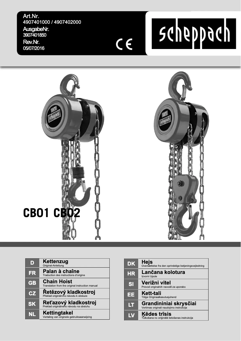 Page n°1 - Manuel utilisateur Scheppach CB02
