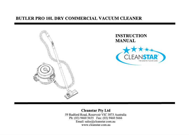 Page n°1 - Manuel utilisateur CleanStar Butler Pro VBUT-PRO