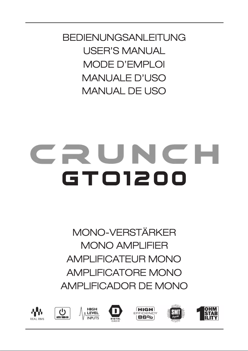 Page 1 de la notice Manuel utilisateur Crunch GTO1200