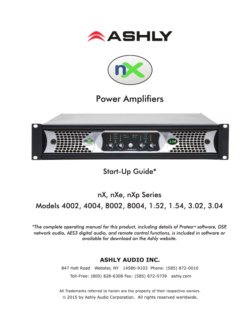 Page 1 de la notice Manuel utilisateur Ashly nXp1.52