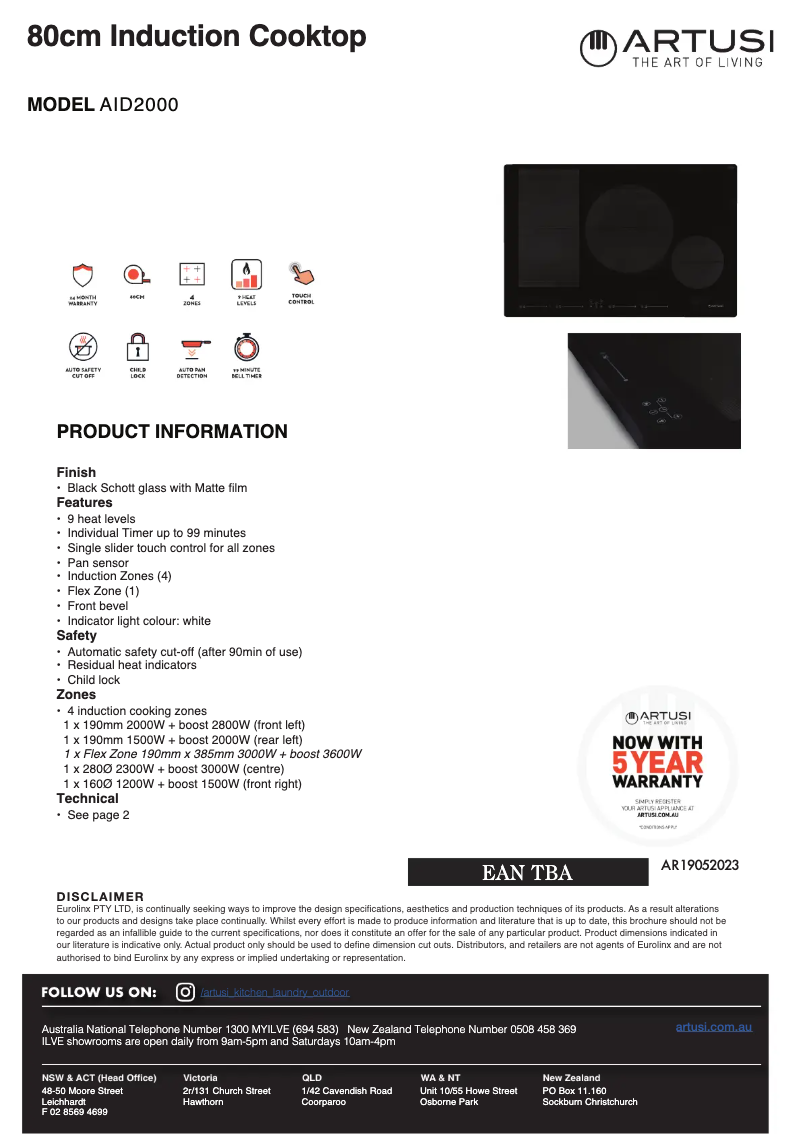 Page 1 de la notice Fiche technique Artusi AID2000