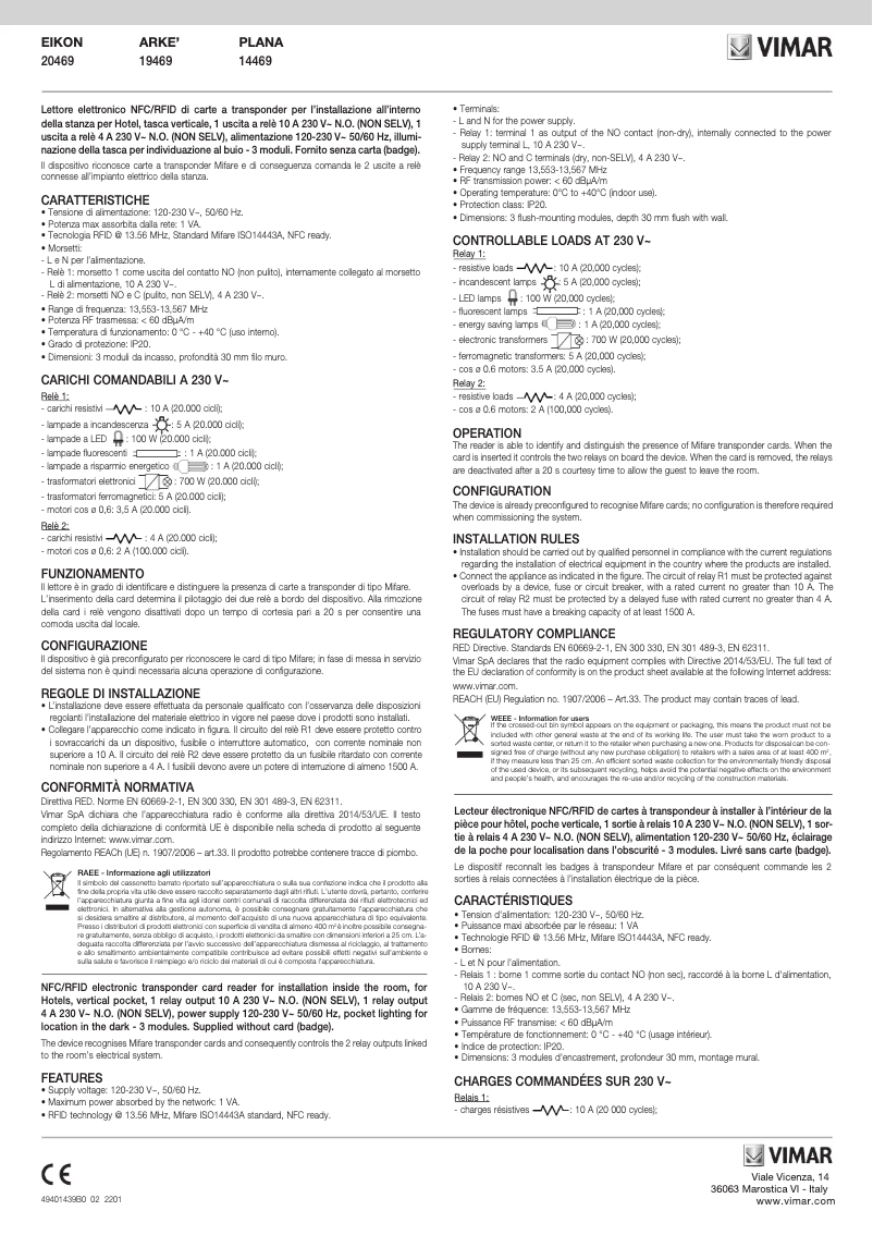 Página 1 del manual Manual de usuario Vimar 20469.B