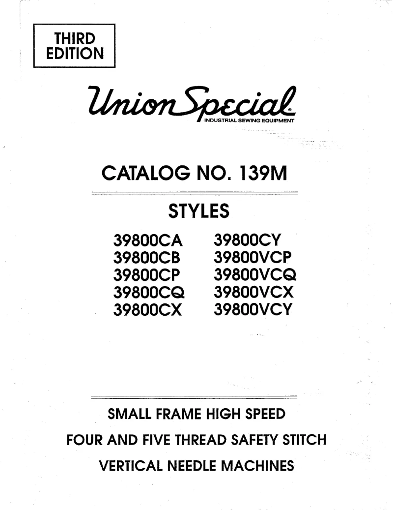 Page n°1 - Manuel utilisateur Union Special 39800CB