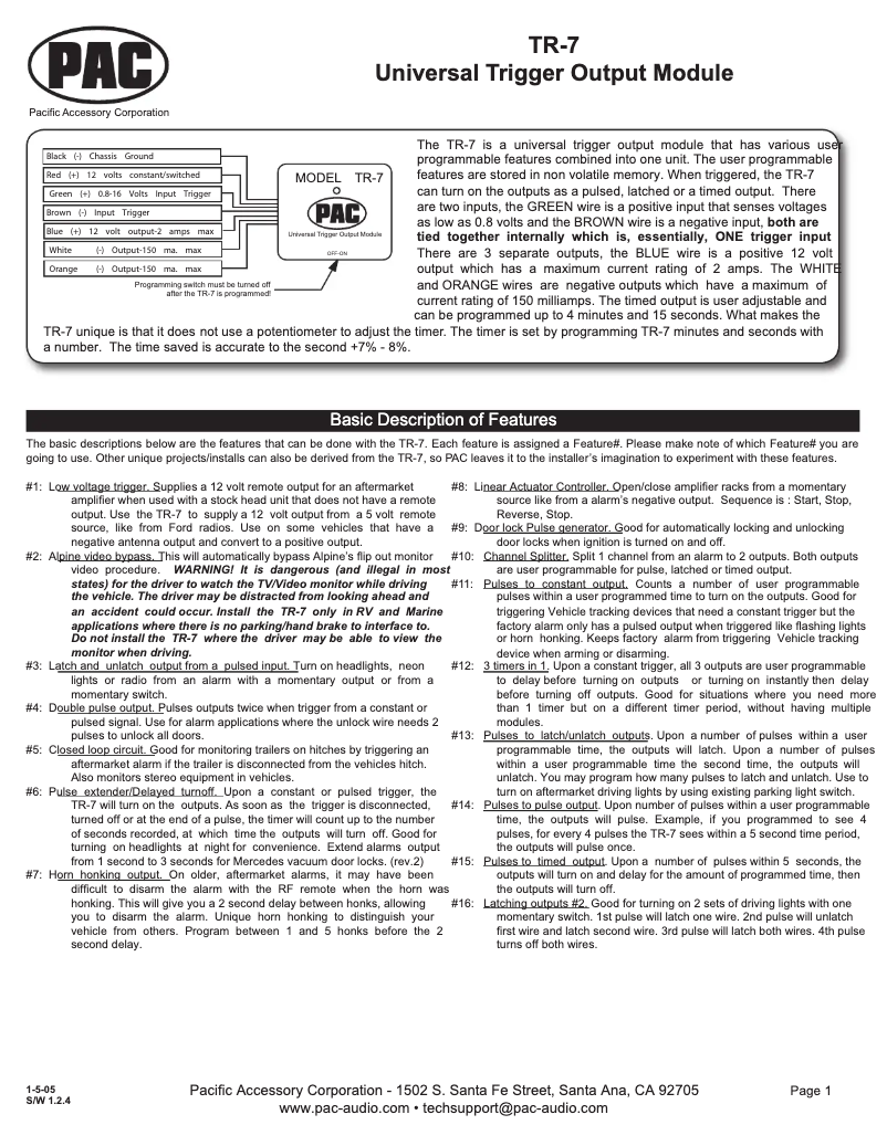 Page 1 de la notice Manuel utilisateur PAC TR7