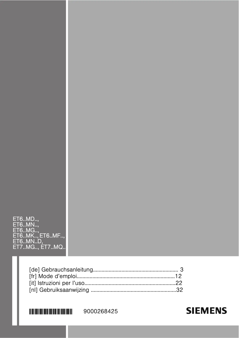 Page n°1 - Manuel utilisateur Siemens ET675MF11