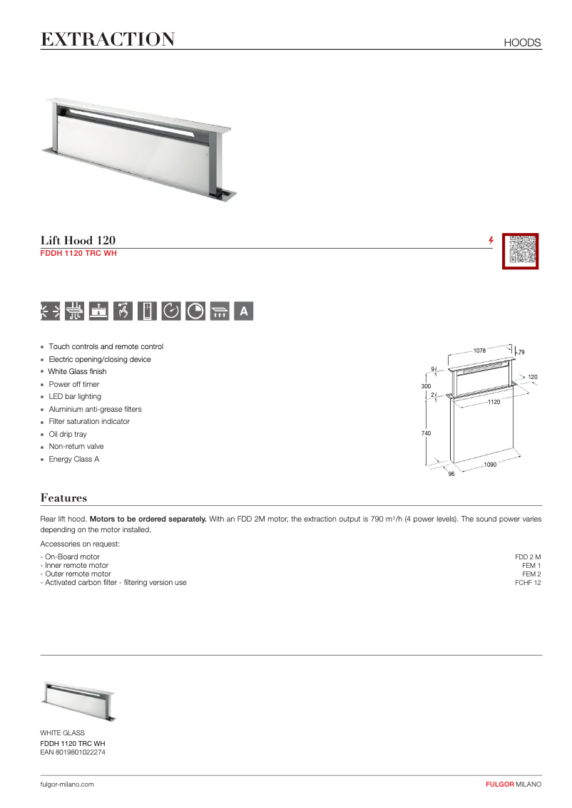 Page n°1 - Fiche technique Fulgor Milano FDDH 1120 TRC WH