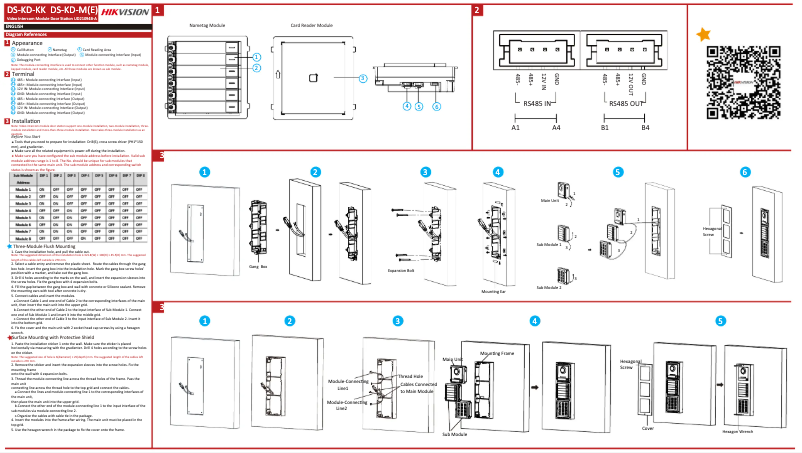 Página 1 del manual Guía de inicio rápido Hikvision DS-KD-KK