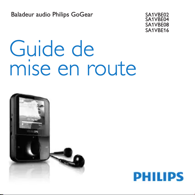 Page 1 de la notice Guide de démarrage rapide Philips GoGear SA1VBE04KS