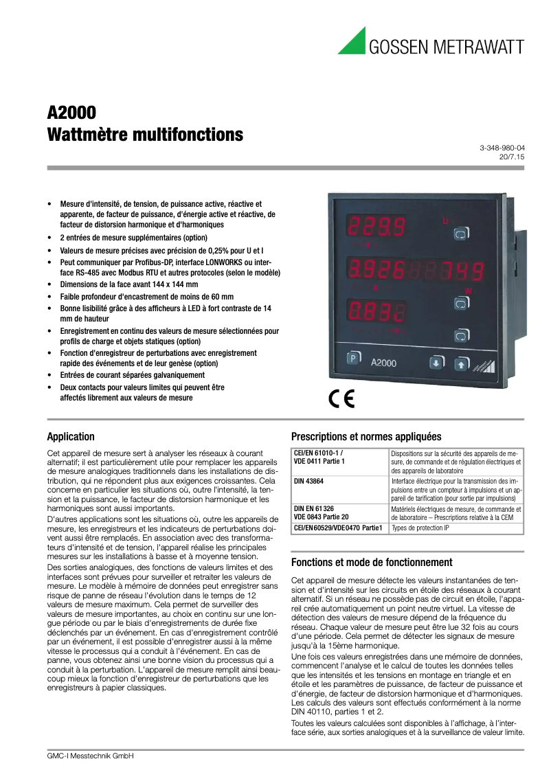 Image de la première page du manuel de l'appareil A2000