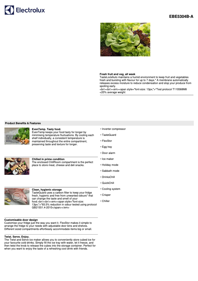 Page 1 de la notice Manuel utilisateur Electrolux EBE5304B