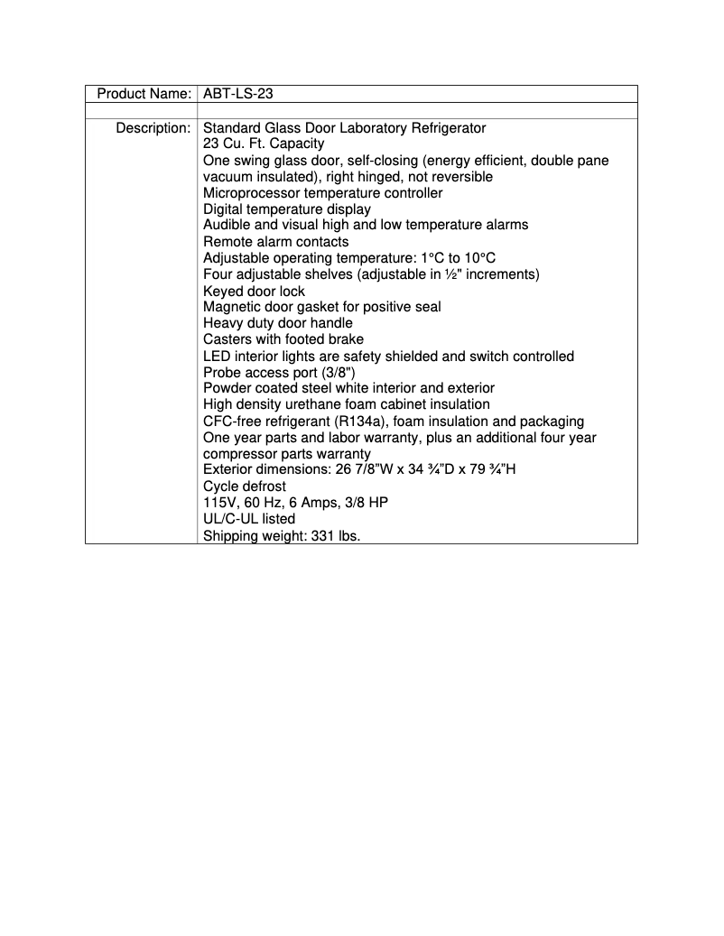 Page 1 de la notice Manuel utilisateur American BioTech Supply ABT-LS-23