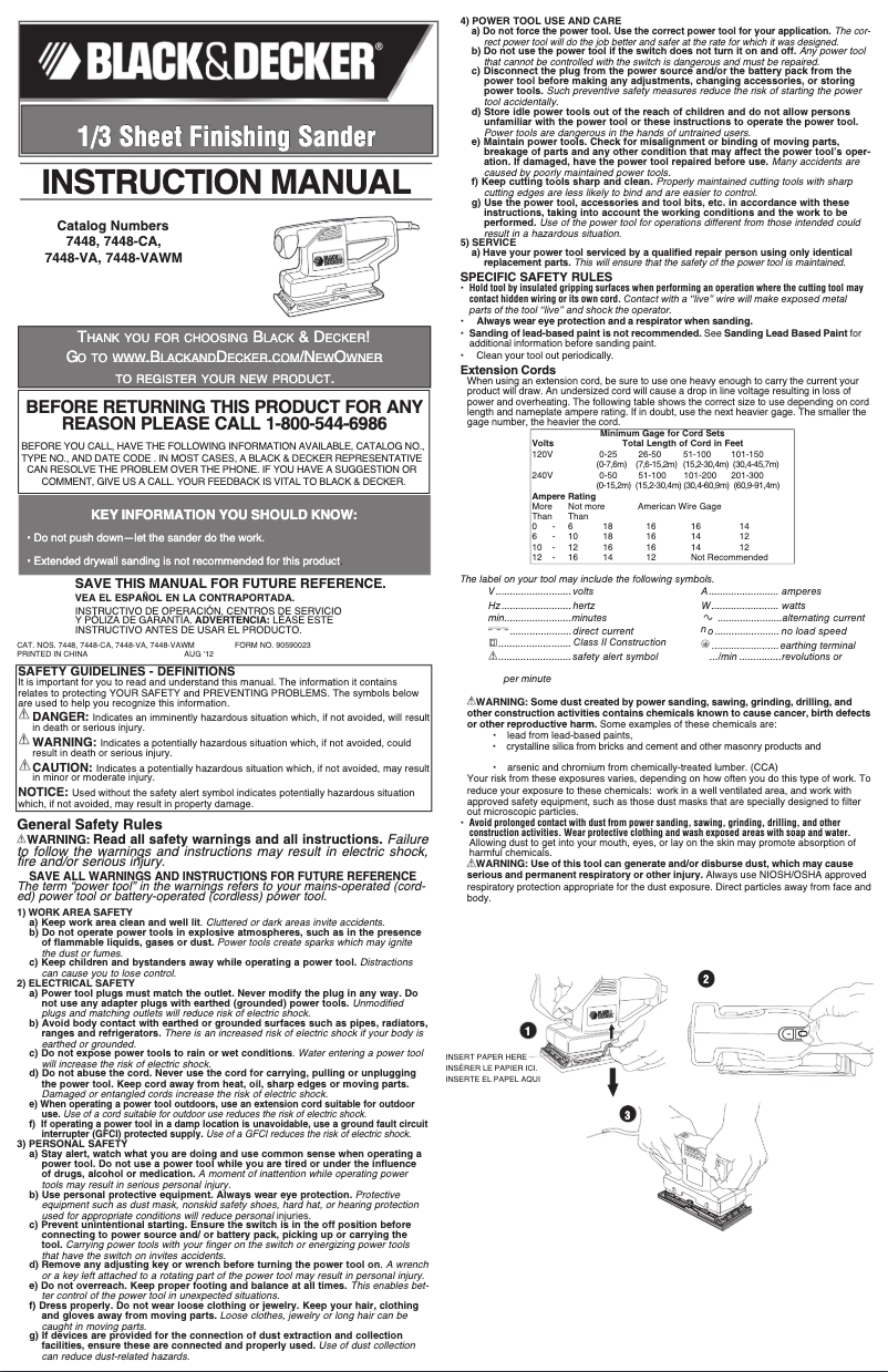 Page 1 de la notice Manuel utilisateur Black & Decker 7448