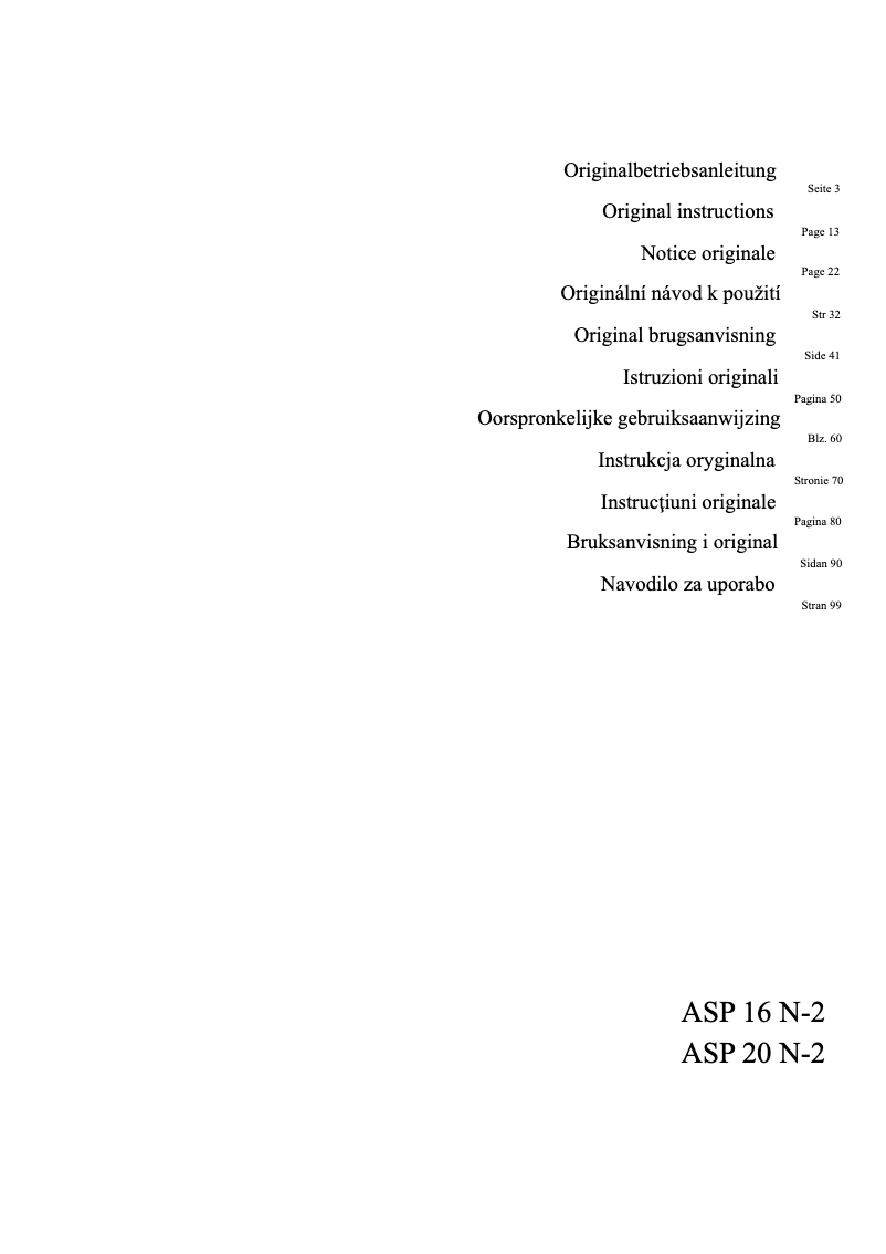 Image de la première page du manuel de l'appareil ASP 20 N-2