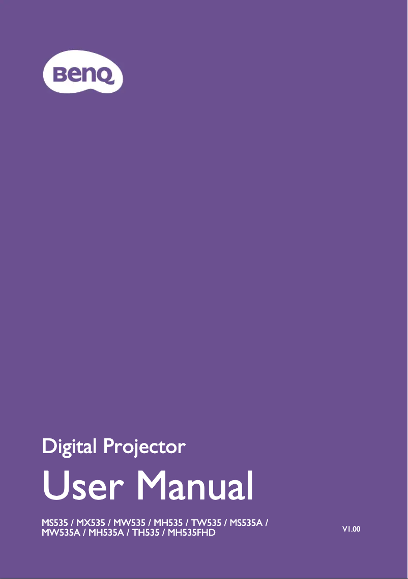 Page n°1 - Manuel utilisateur BenQ MW535