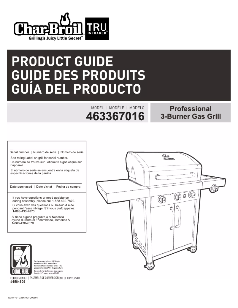 Page 1 de la notice Manuel utilisateur Char-Broil 463367016