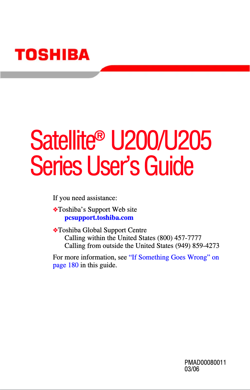 Page n°1 - Manuel utilisateur Toshiba Satellite U205