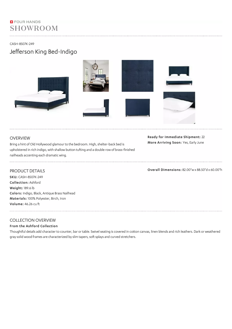 Page 1 de la notice Manuel utilisateur Four Hands CASH-8507K-249