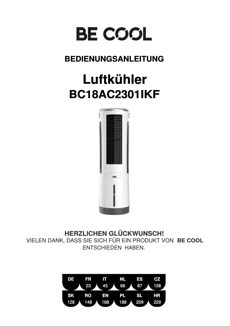 Page n°1 - Manuel utilisateur Be Cool BC18AC2301IKF