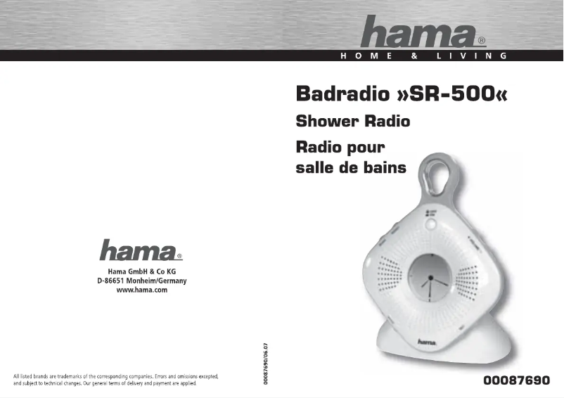 Image de la première page du manuel de l'appareil SR-500